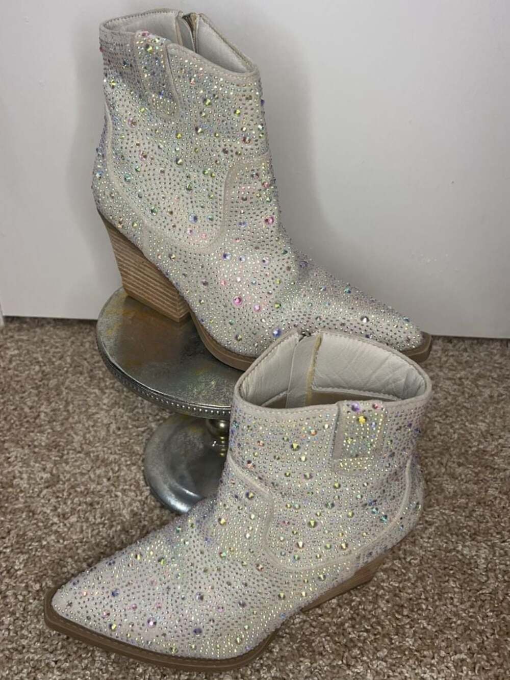 Jolene Rhinestone Western Ankle Boots Size 8.5